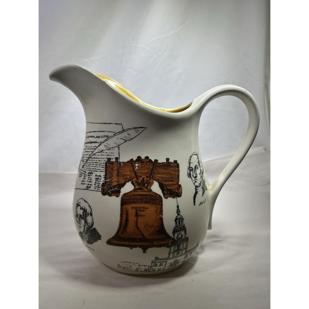 Vintage Liberty Bell Pitcher Jefferson Independence 1776 President Washingon